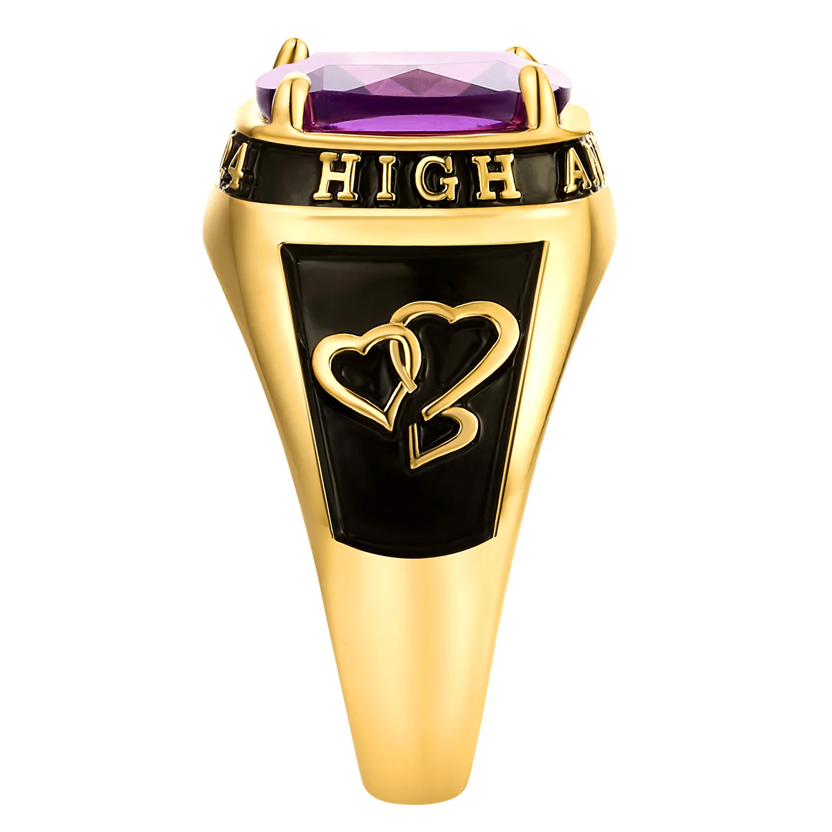 Women's 14K Gold Plated Traditional Prong station Birthstone Class Ring - Image 3