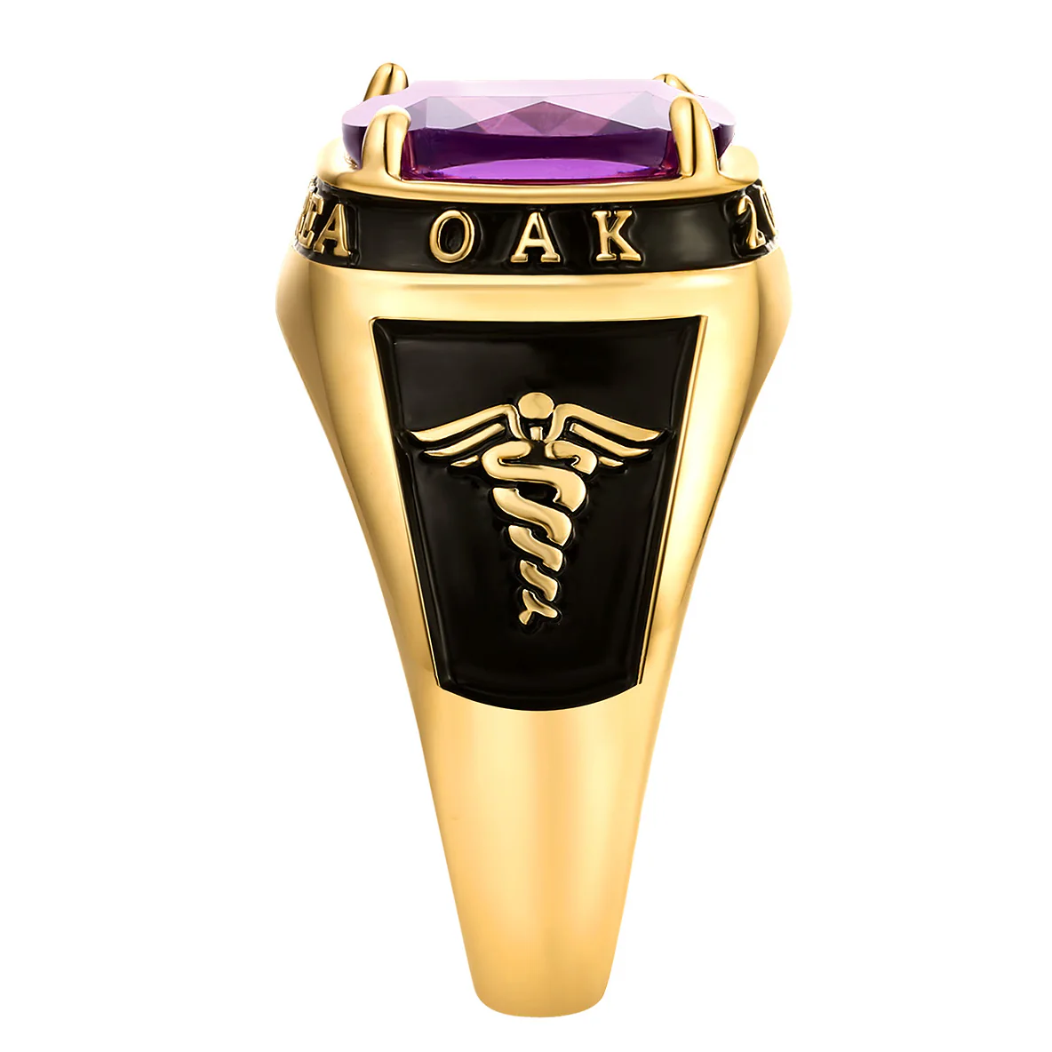 Women's 14K Gold Plated Traditional Prong station Birthstone Class Ring - Image 4