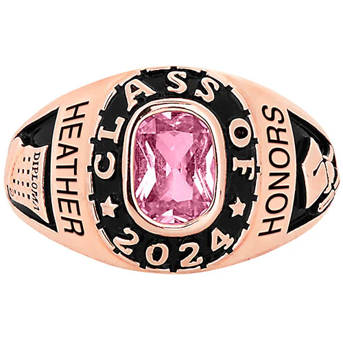 Women's 14K Rose Celebrium Birthstone 2024 Class Ring - Image 3