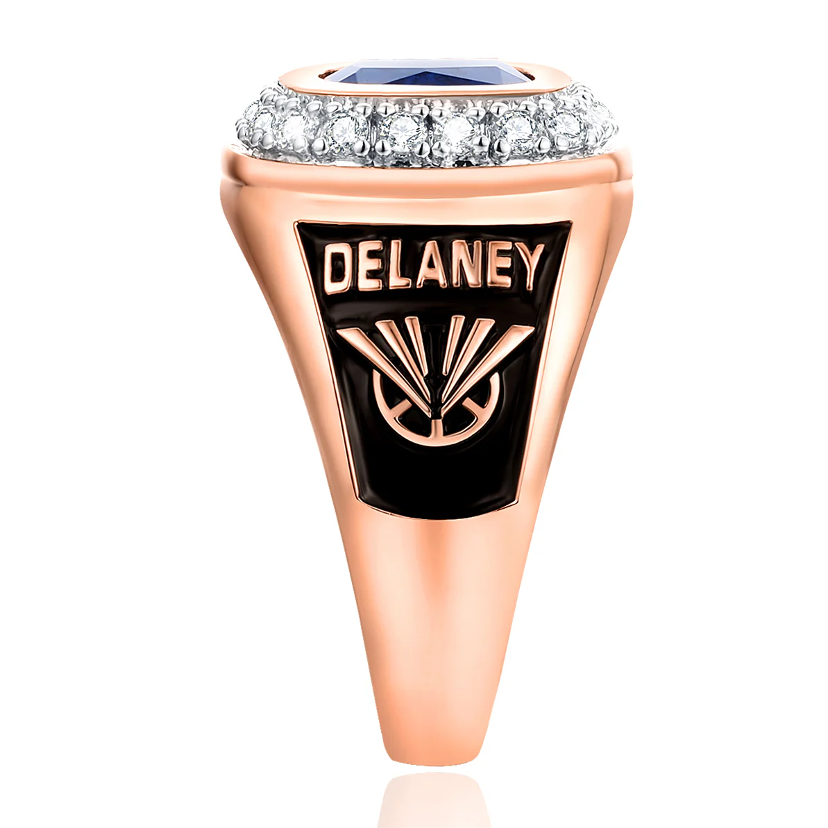 Women's 14K Rose Gold Plated CZ Encrusted Personalized Top Class Ring - Image 3