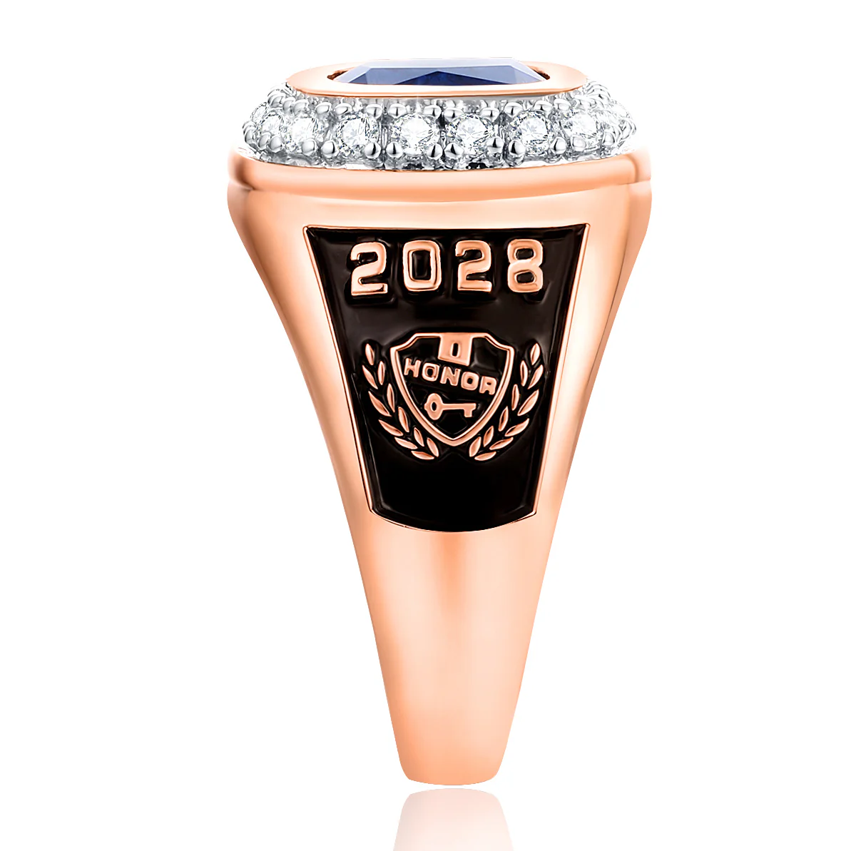 Women's 14K Rose Gold Plated CZ Encrusted Personalized Top Class Ring - Image 4
