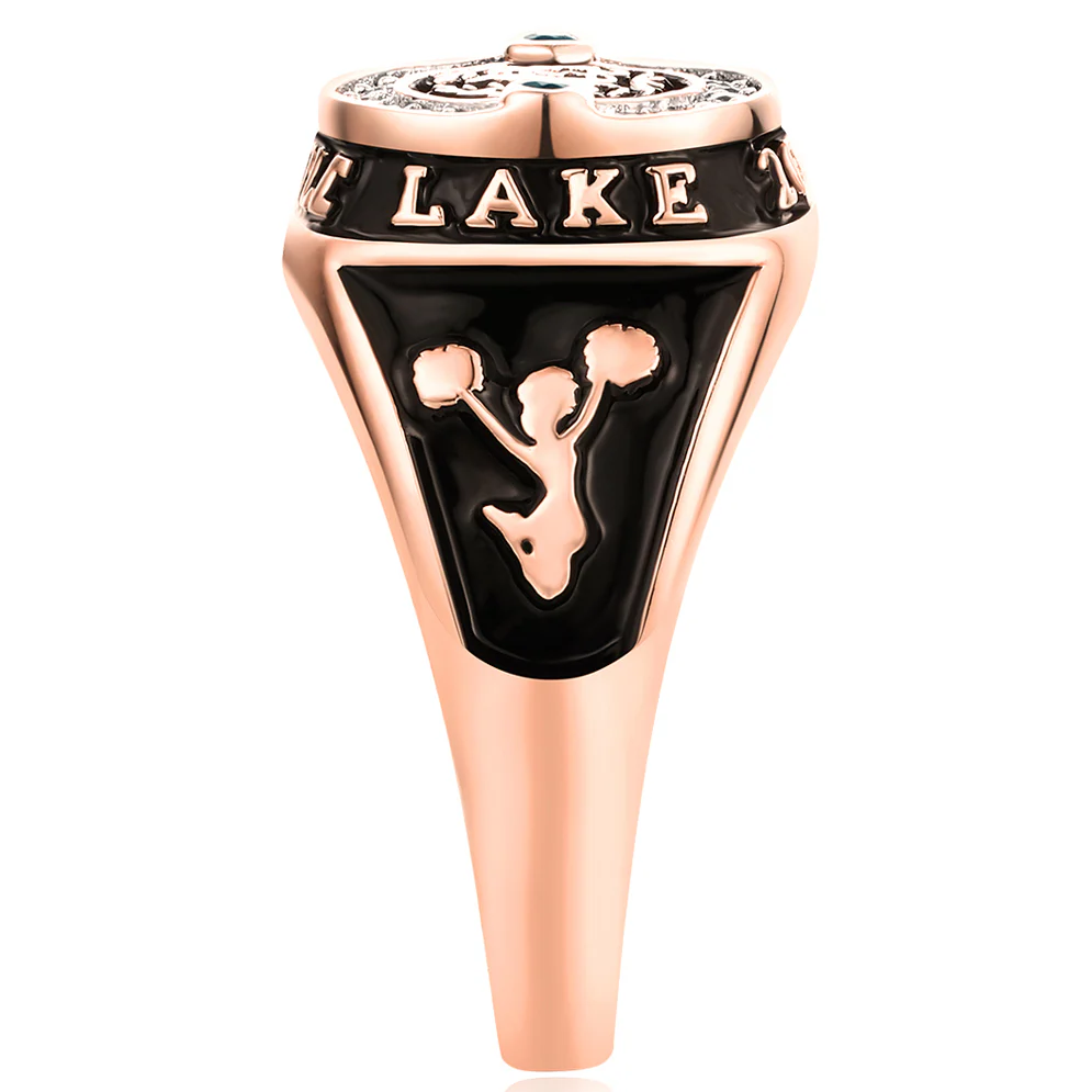 Women's 14K Rose Gold Plated CZ Multiple Graphics Traditional Birthstone Class Ring - Image 3