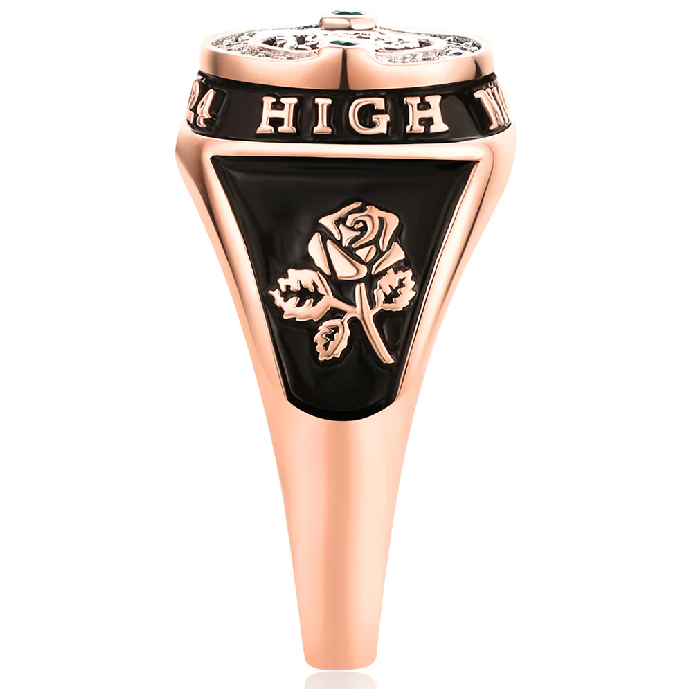 Women's 14K Rose Gold Plated CZ Multiple Graphics Traditional Birthstone Class Ring - Image 4
