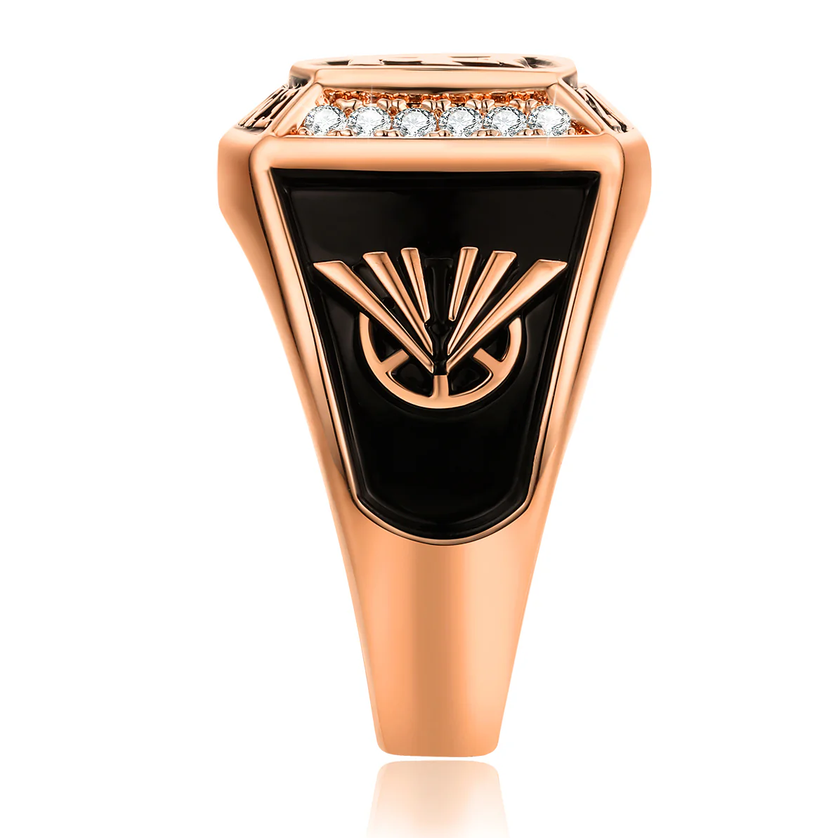 Women's 14K Rose Gold Plated Initial Traditional CZ Square Birthstone Class Ring - Image 3