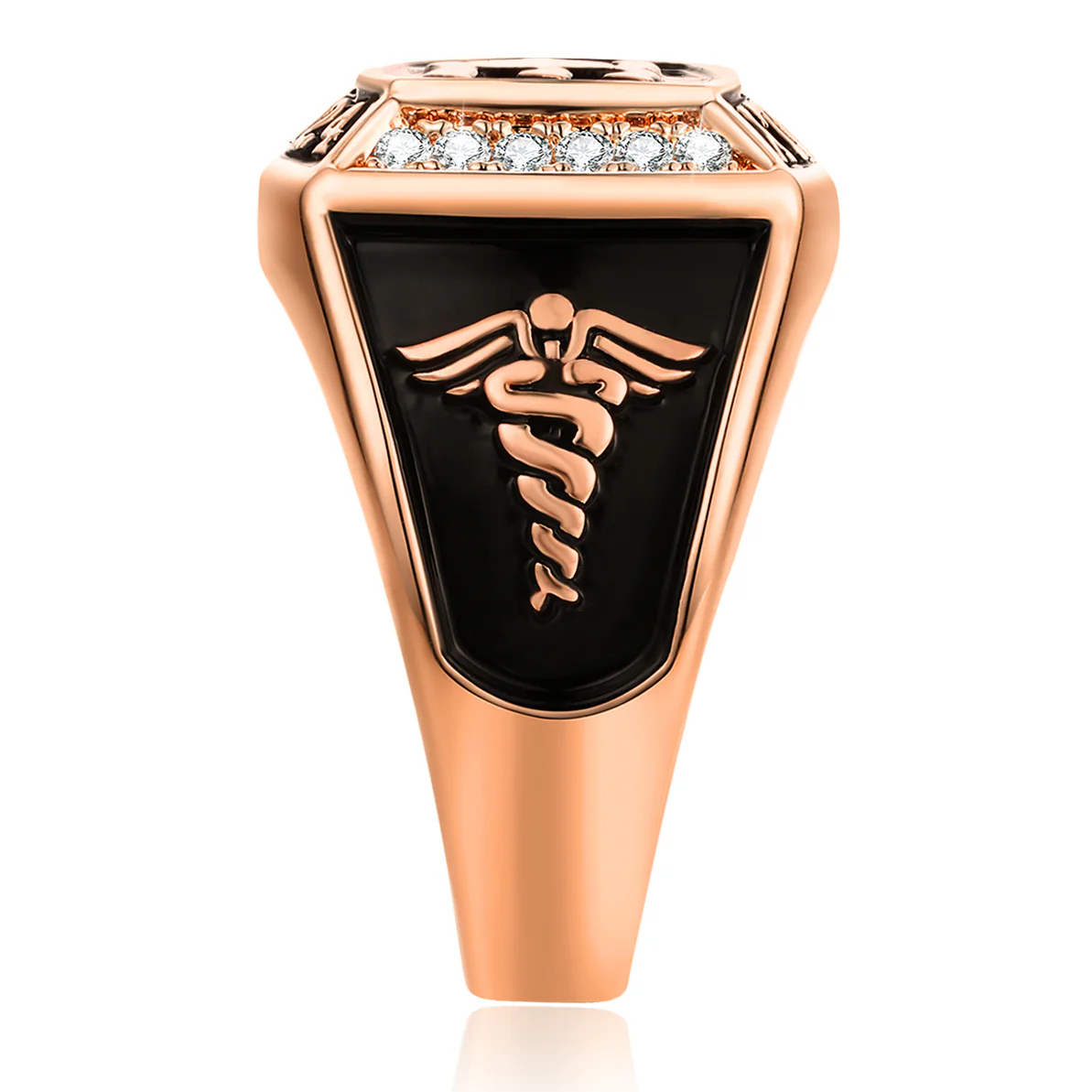 Women's 14K Rose Gold Plated Initial Traditional CZ Square Birthstone Class Ring - Image 4