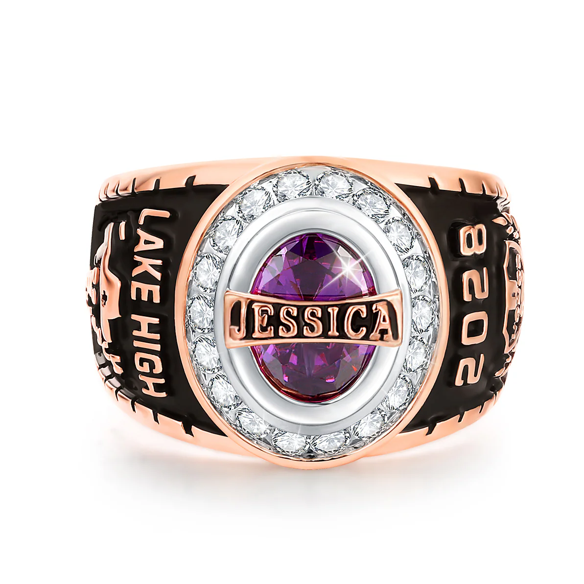 Women's 14K Rose Gold Plated Traditional CZ Oval Stone Personalized Top Class Ring - Image 2