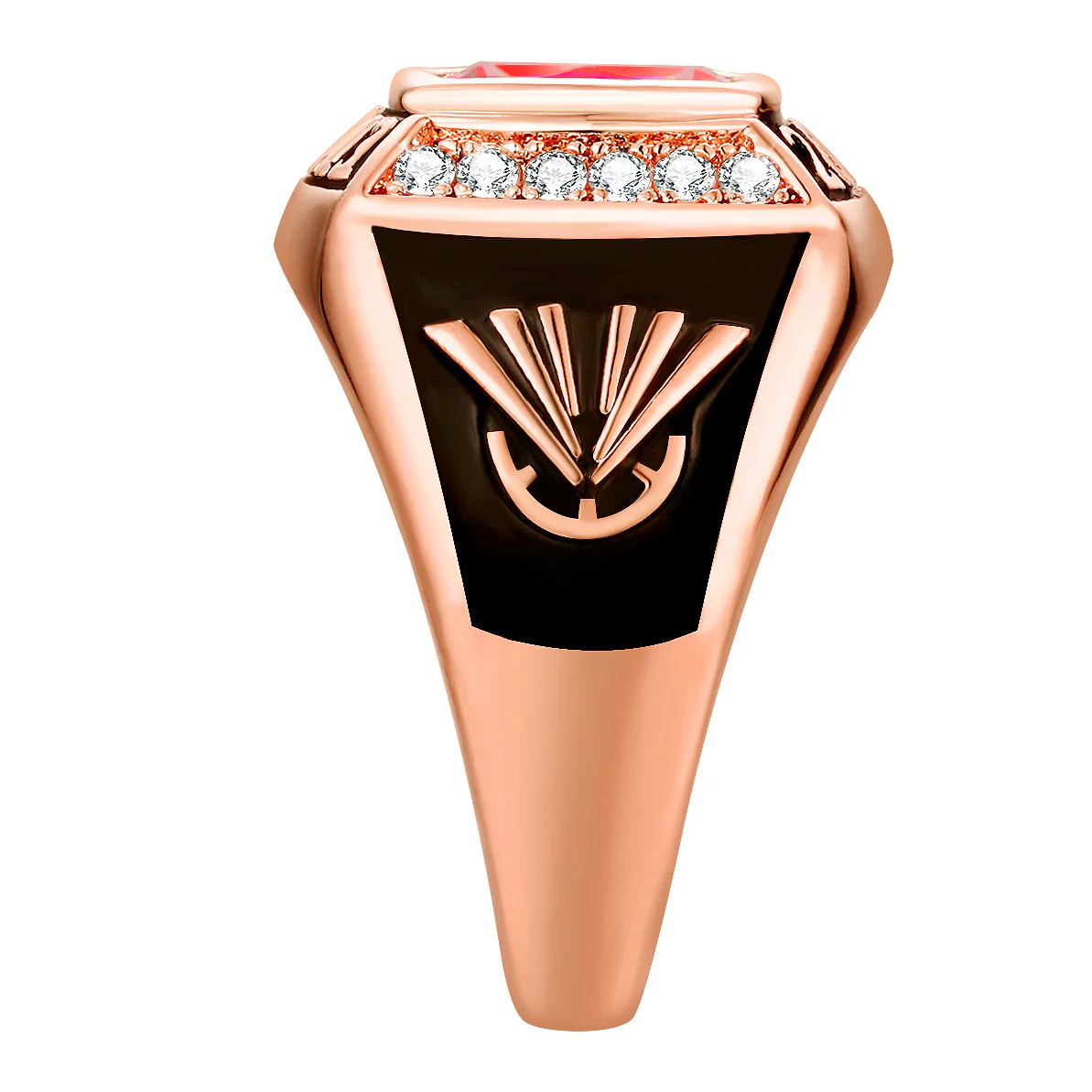 Women's 14K Rose Gold Plated Traditional CZ Square Birthstone Class Ring - Image 3