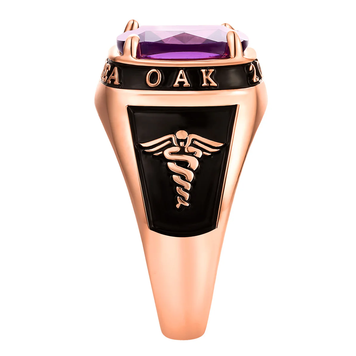 Women's 14K Rose Gold Plated Traditional Prong station Birthstone Class Ring - Image 4