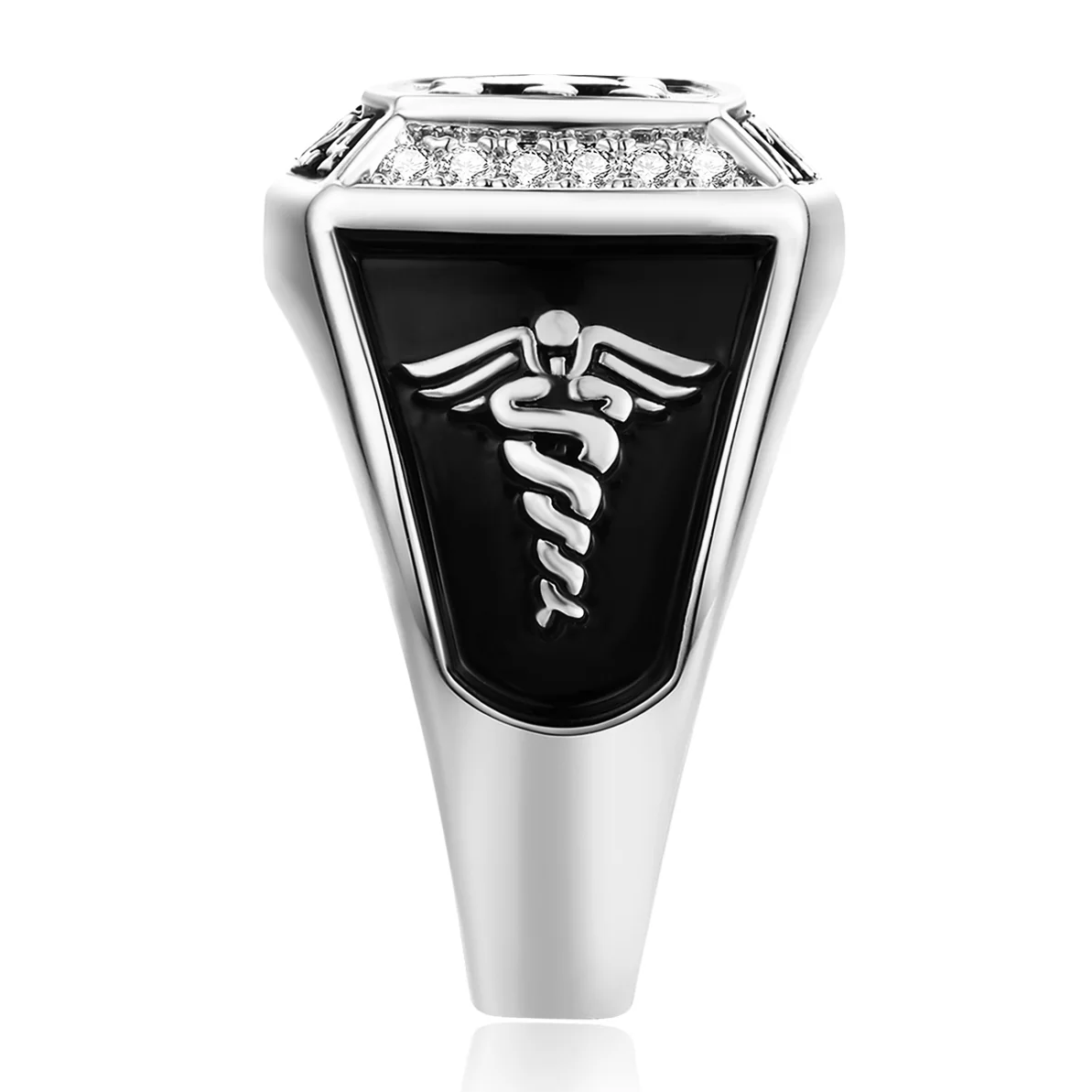Women's Initial Traditional CZ Square Birthstone Class Ring - Image 4