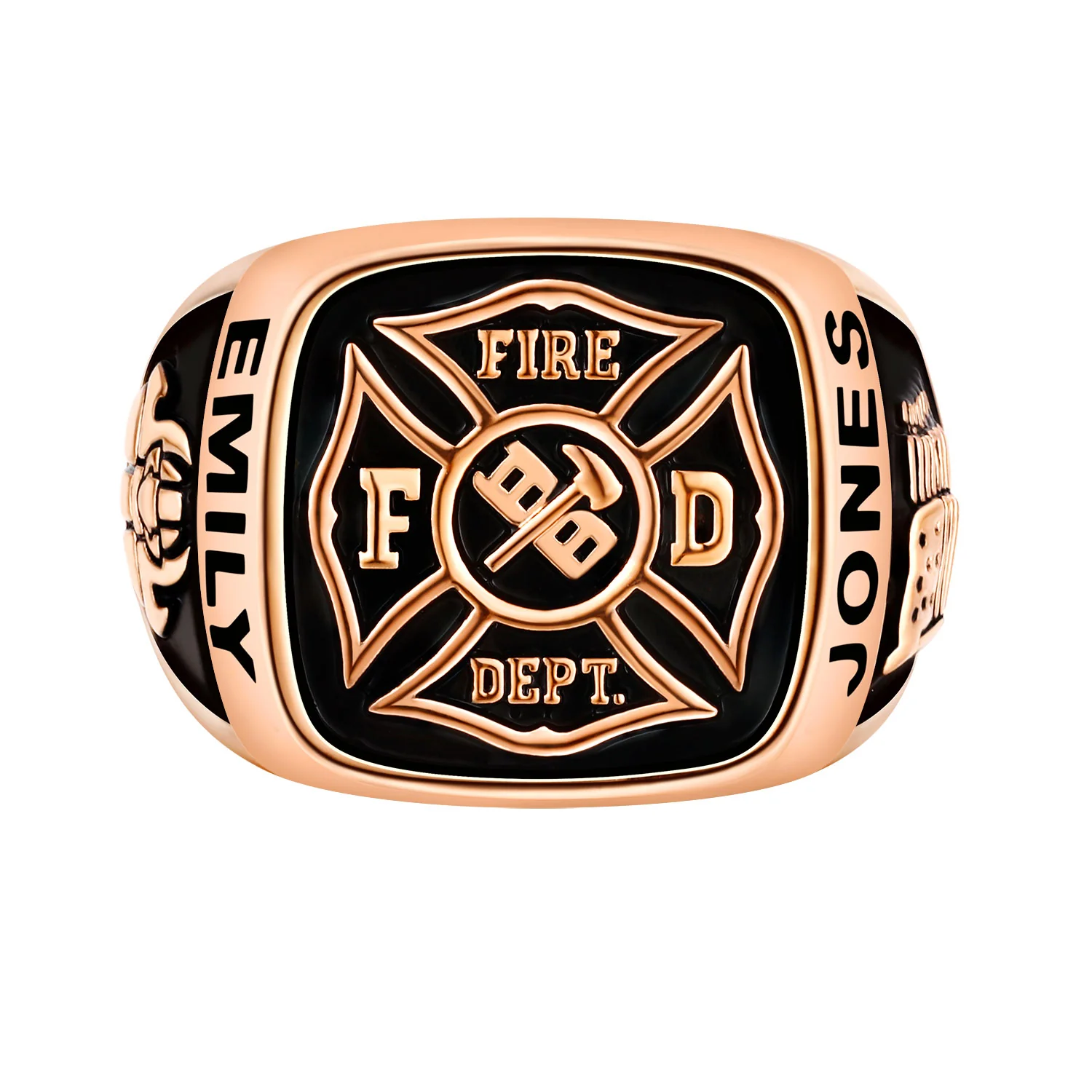 Women's Rose Gold over Sterling Fire Dept First Responder Ring - Image 2