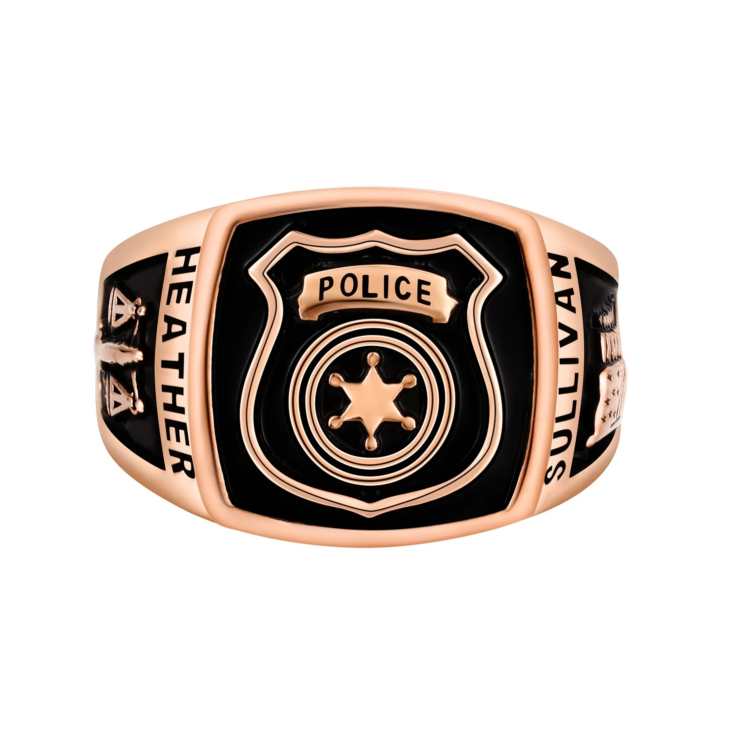 Women's Rose Gold over Sterling Police First Responder Ring - Image 2