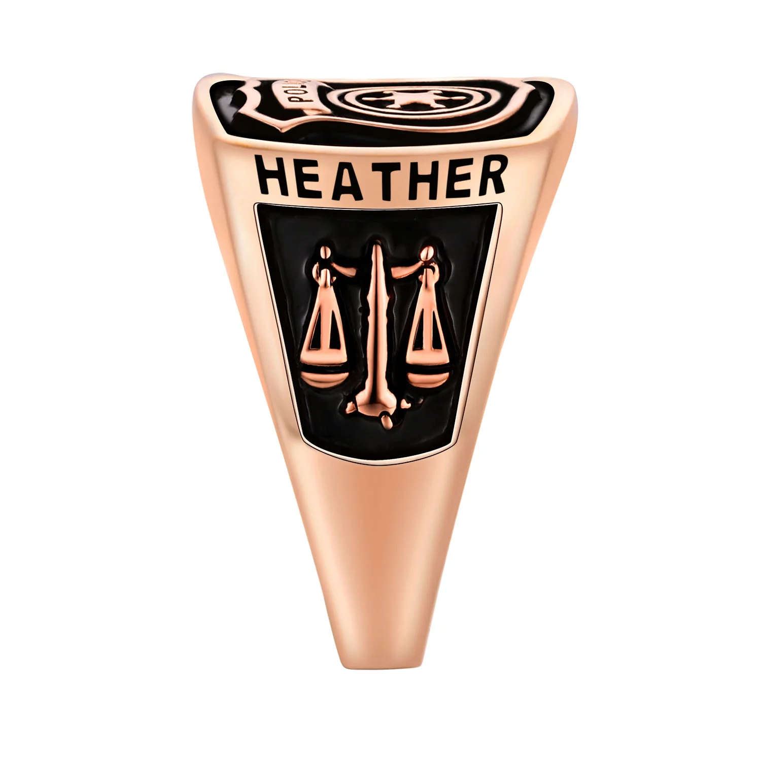 Women's Rose Gold over Sterling Police First Responder Ring - Image 3