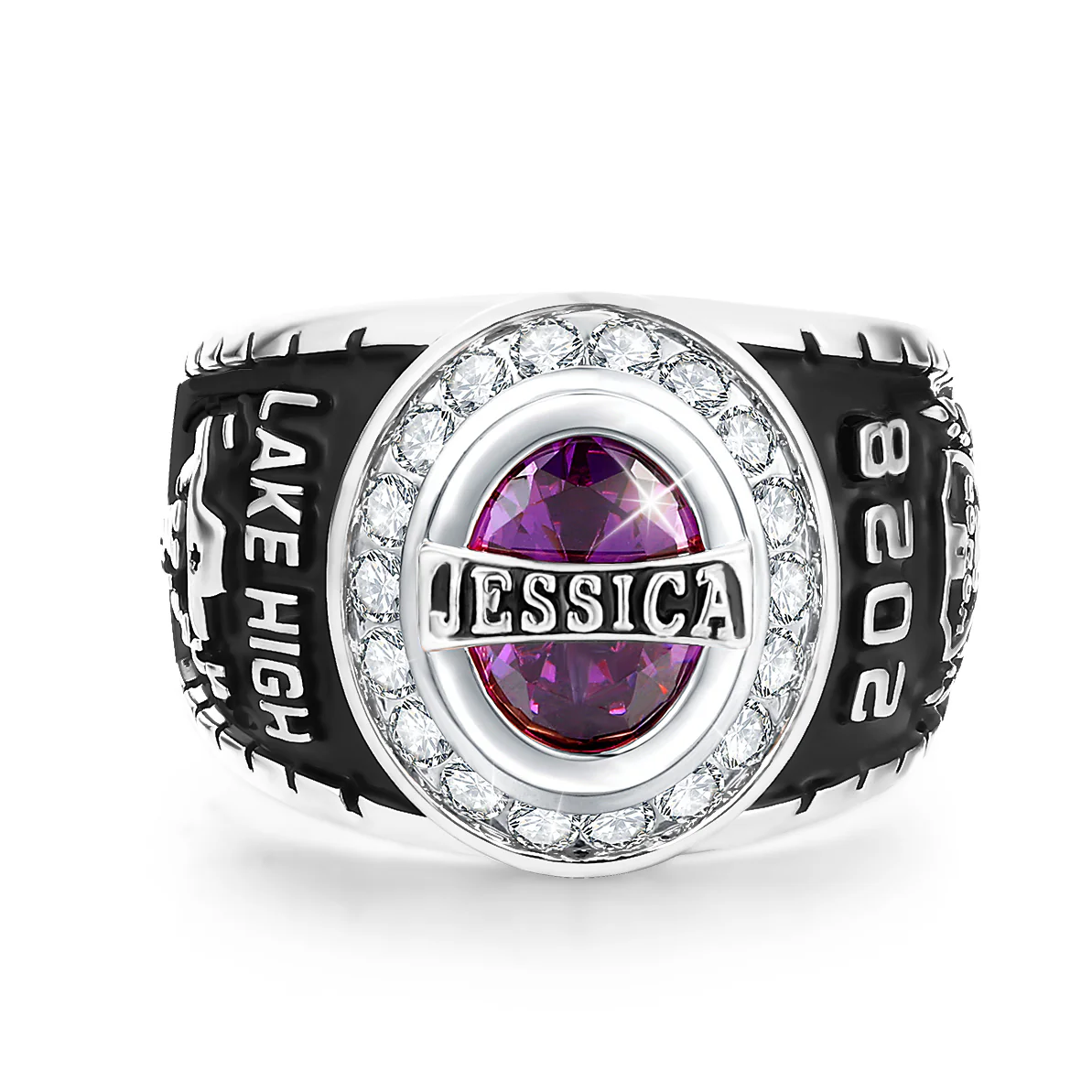 Women's Traditional CZ Oval Stone Personalized Top Class Ring - Image 2