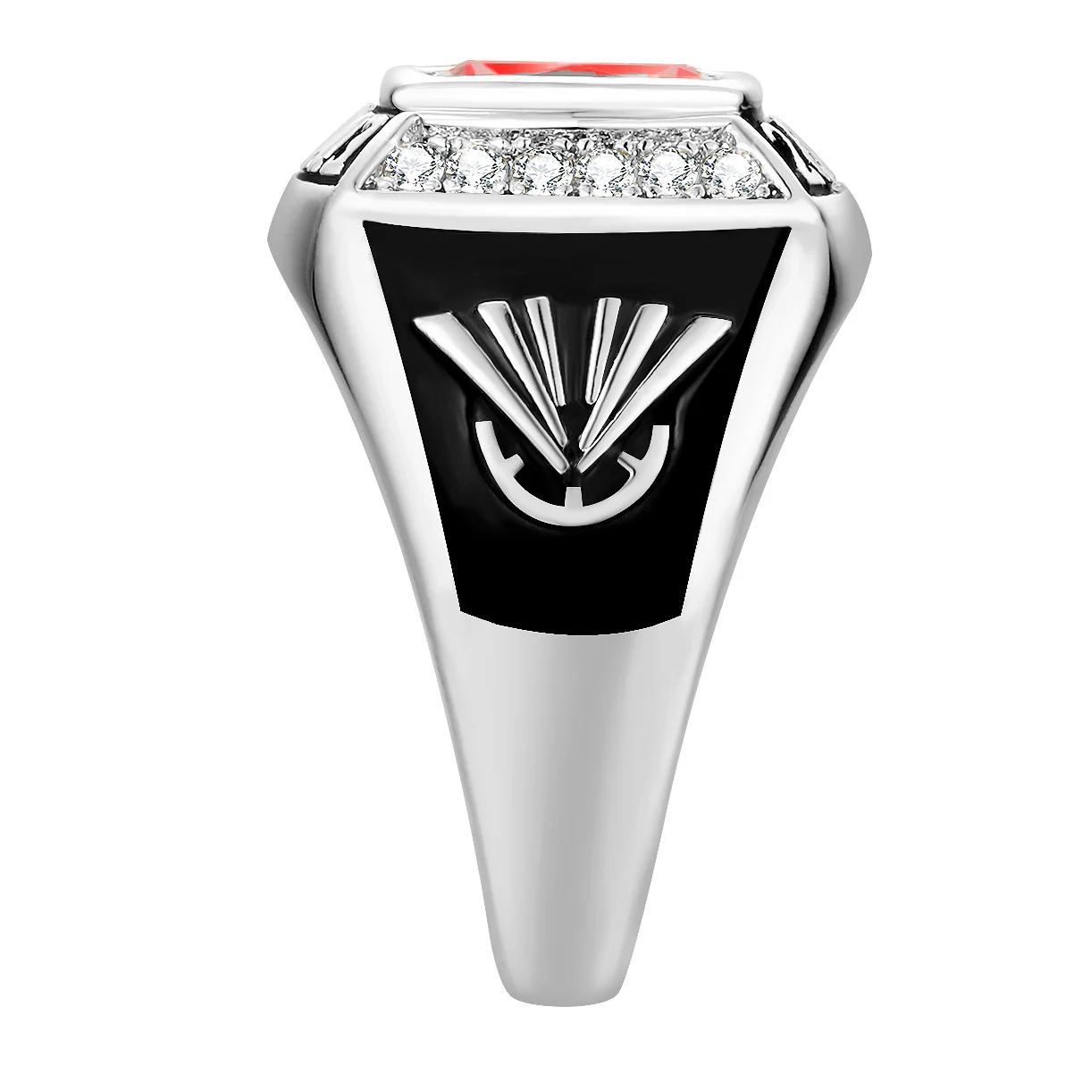 Women's Traditional CZ Square Birthstone Class Ring - Image 3