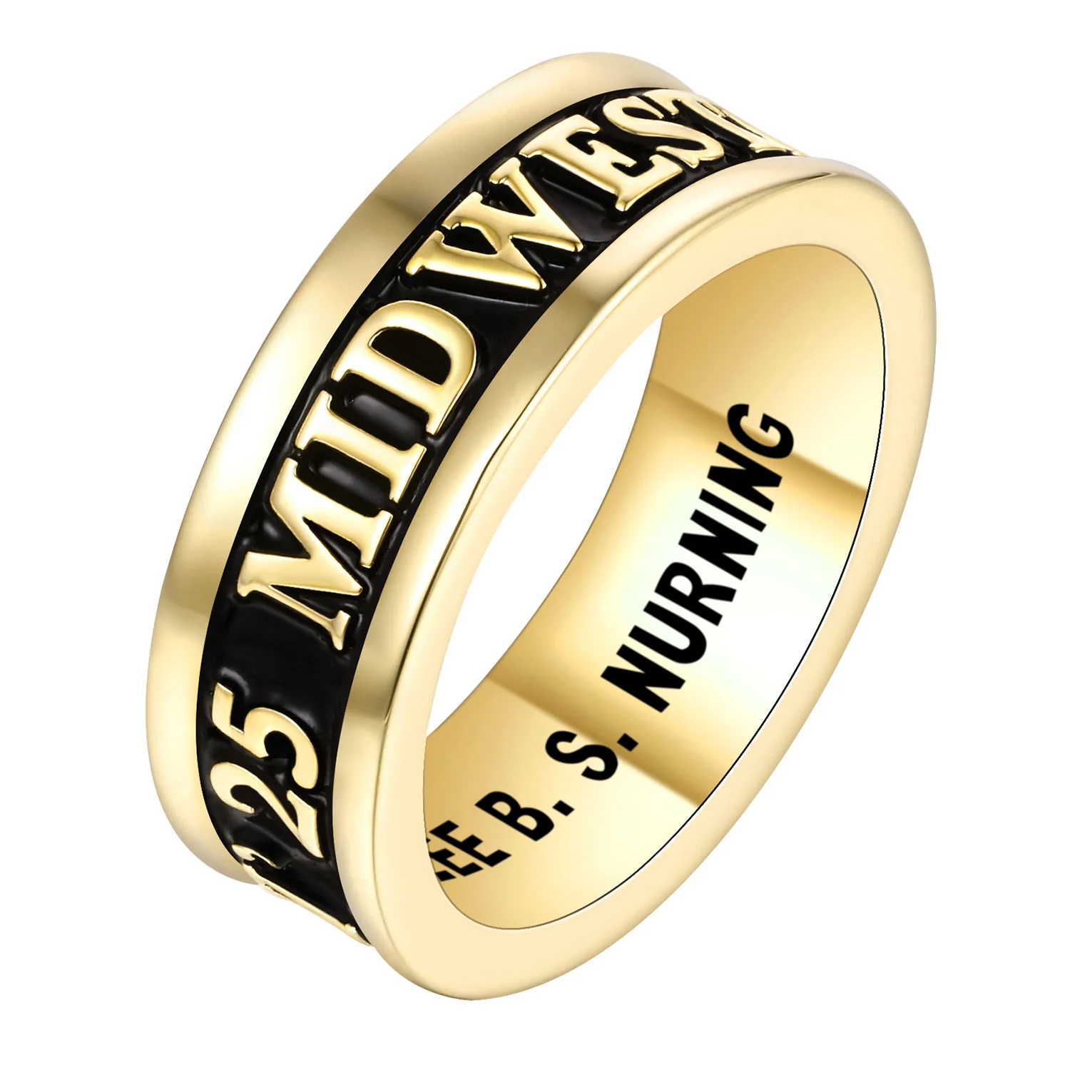 Women's 14K Gold over Sterling Silver Personalized Class-Graduation Band Ring - Image 2