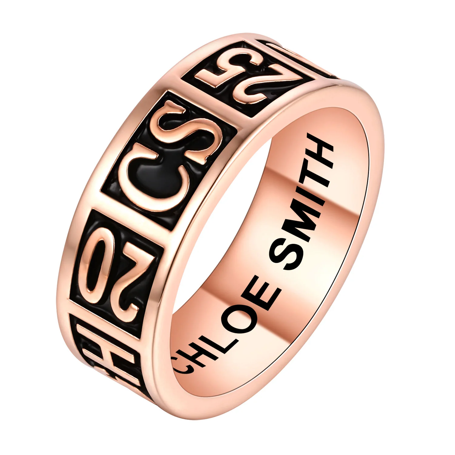 Women's 14K Rose Gold over Sterling Silver Personalized Class-Graduation Band Ring - Image 2