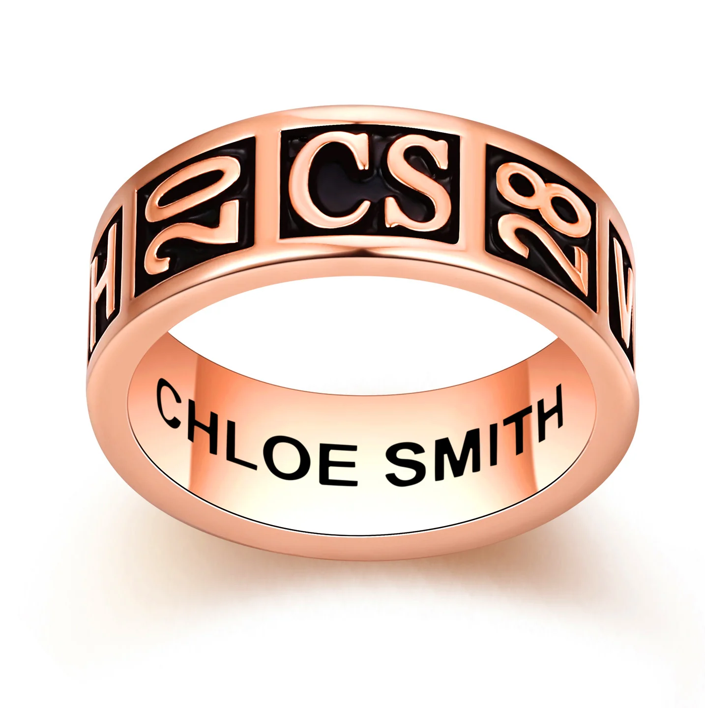 Women's 14K Rose Gold Plated Personalized Class-Graduation Band Ring - Image 2