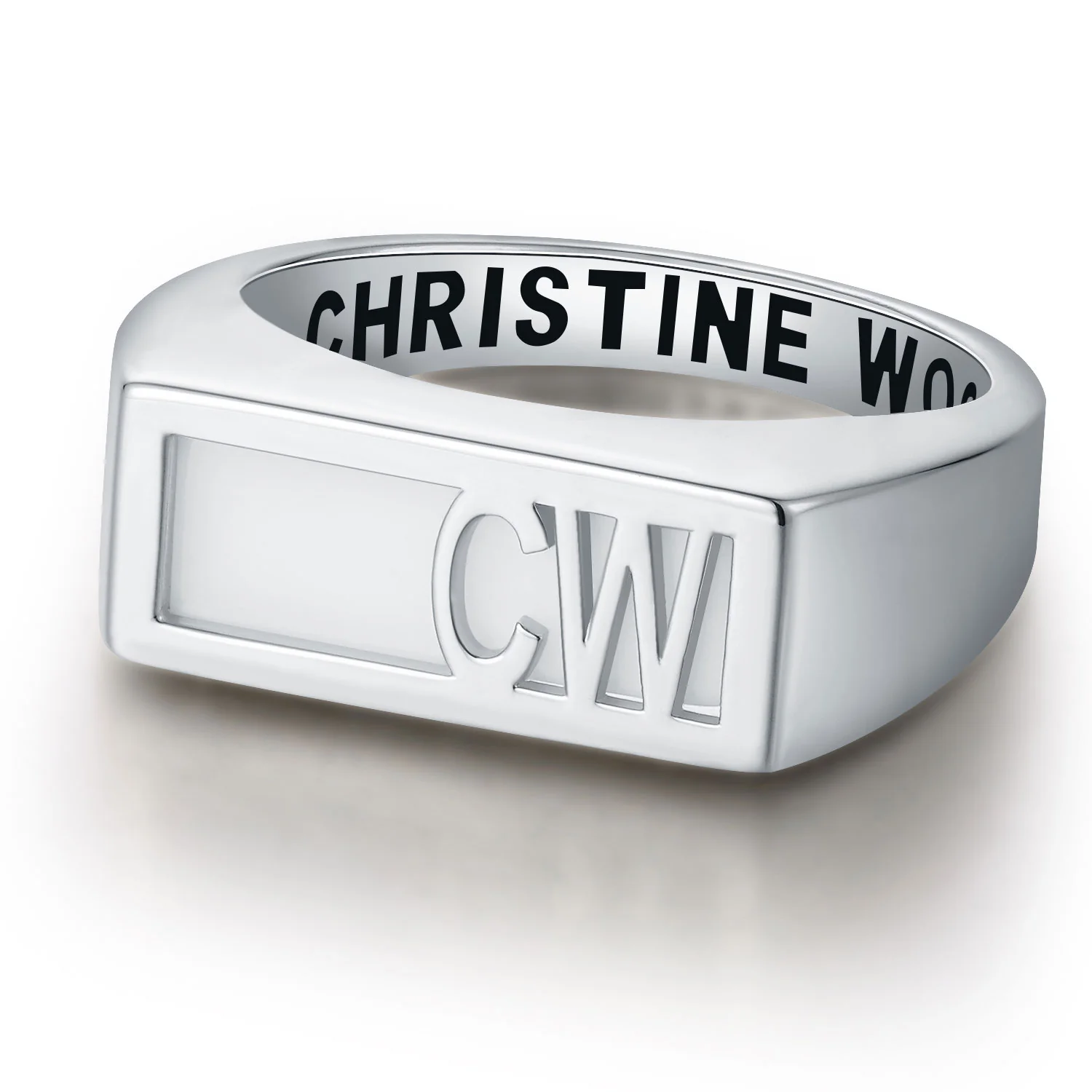 Women's Celebrium Modern Monogram Signet Opaque Stone Ring - Image 4
