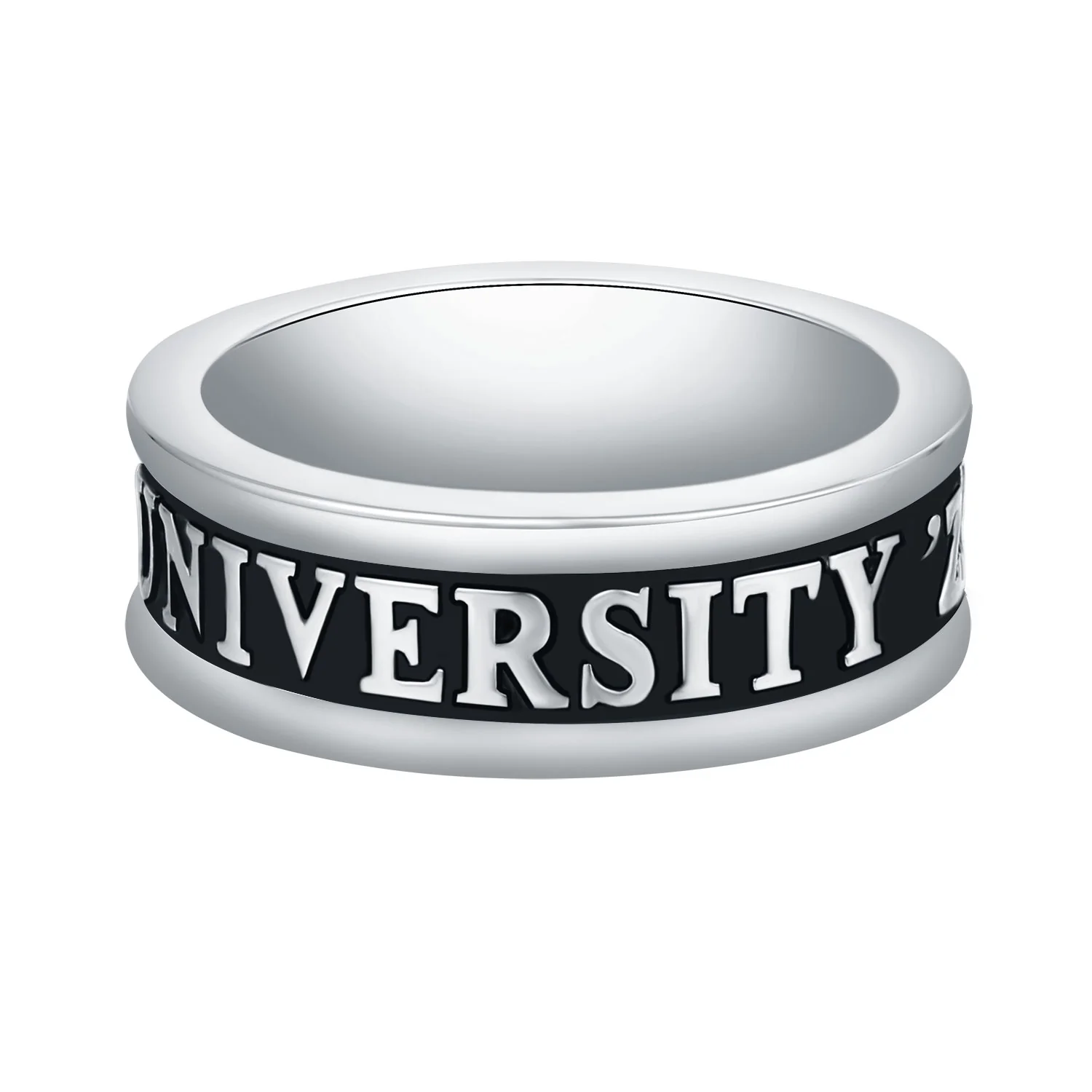 Women's Platinum Plated Personalized Class-Graduation Band Ring - Image 3