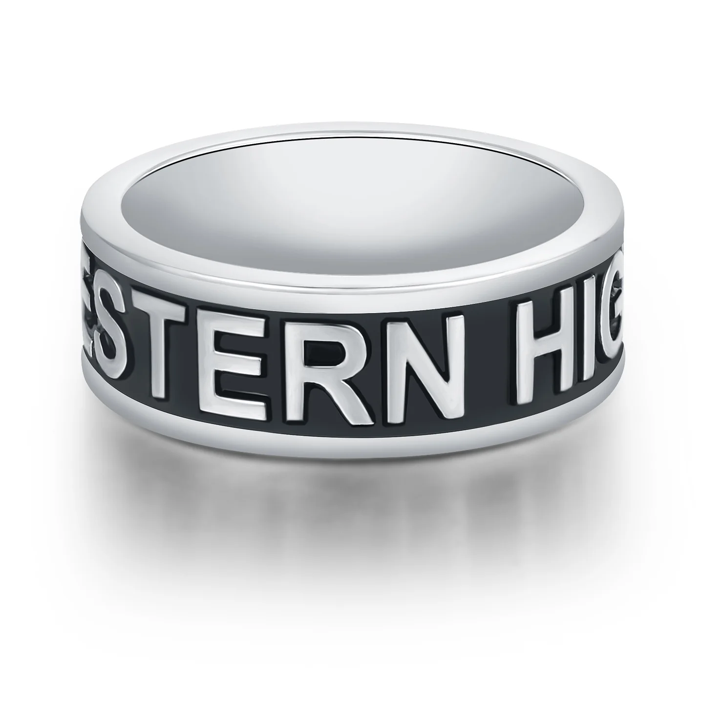 Women's Platinum Plated Personalized Class-Graduation Band Ring - Image 3