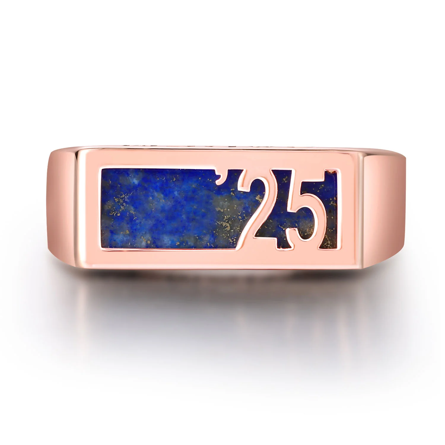 Women's Rose Gold Celebrium Contemporary Graduation Year Signet Class Ring - Image 3
