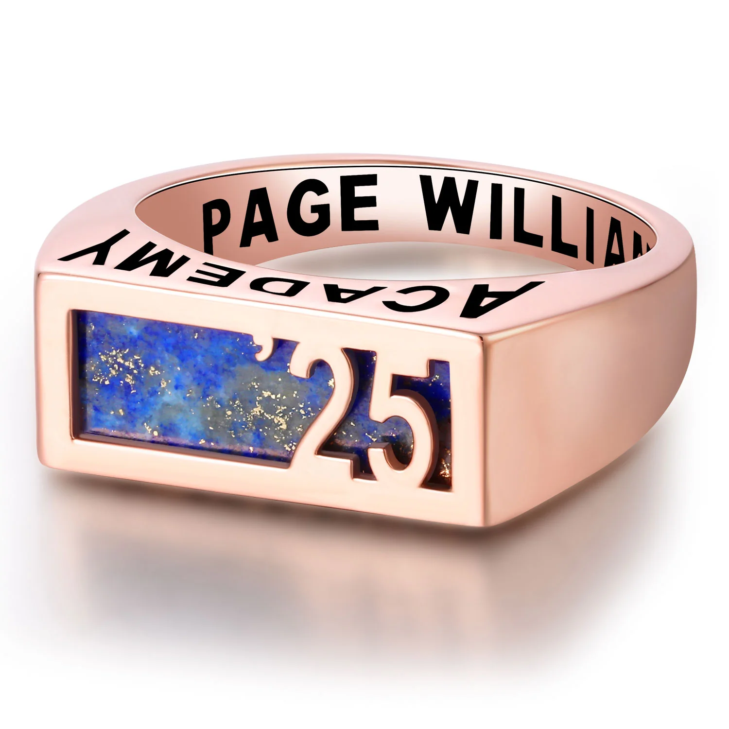 Women's Rose Gold Celebrium Contemporary Graduation Year Signet Class Ring - Image 4