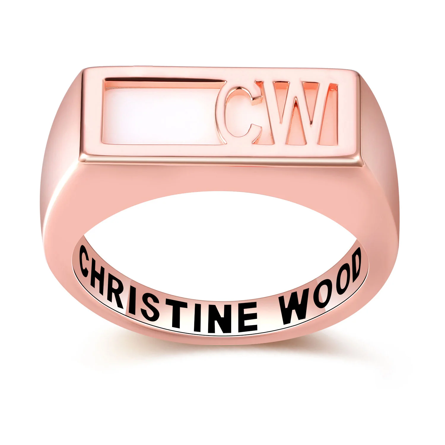 Women's Rose Gold Celebrium Modern Monogram Signet Opaque Stone Ring