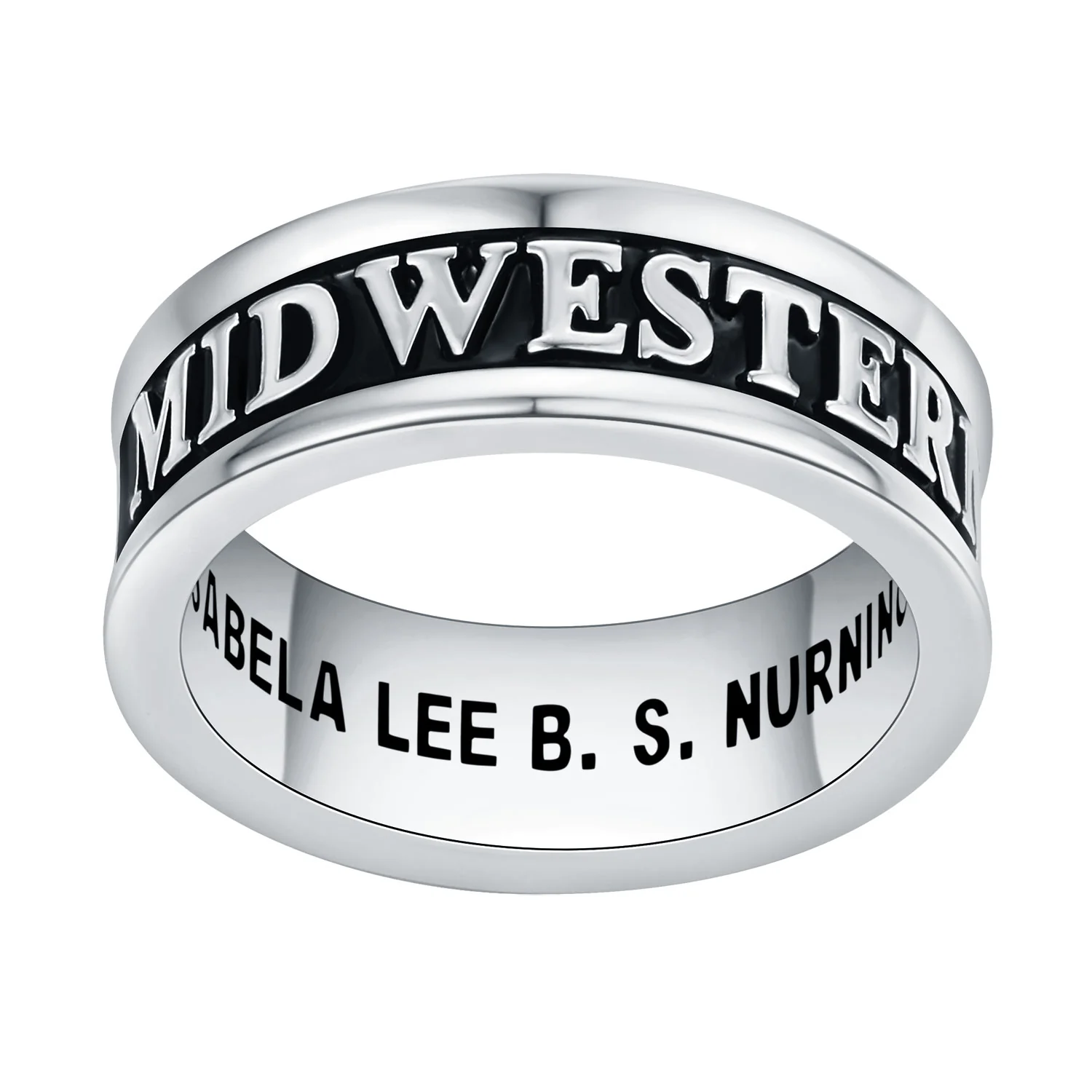 Women's Sterling Silver Personalized Class-Graduation Band Ring