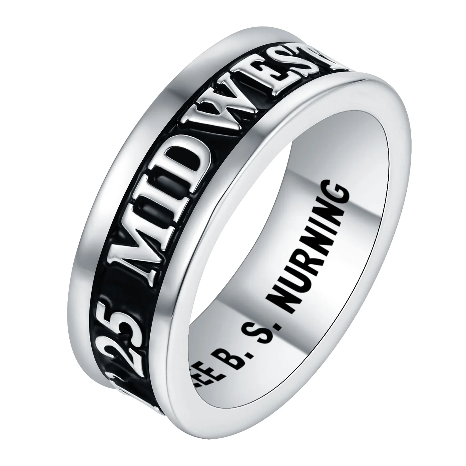Women's Sterling Silver Personalized Class-Graduation Band Ring - Image 2