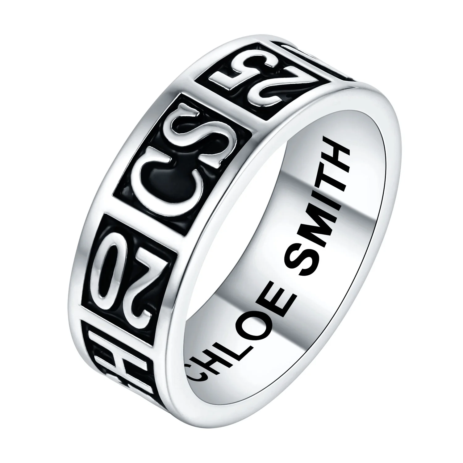 Women's Sterling Silver Personalized Class-Graduation Band Ring - Image 2