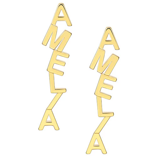 Zig-Zag Vertical Name Button Earrings - Image 3