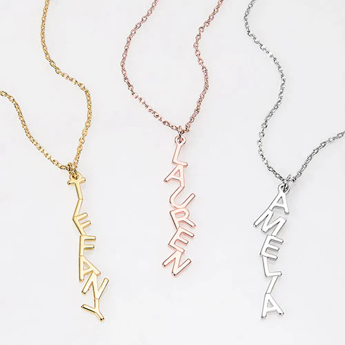 Zig-Zag Vertical Name Necklace
