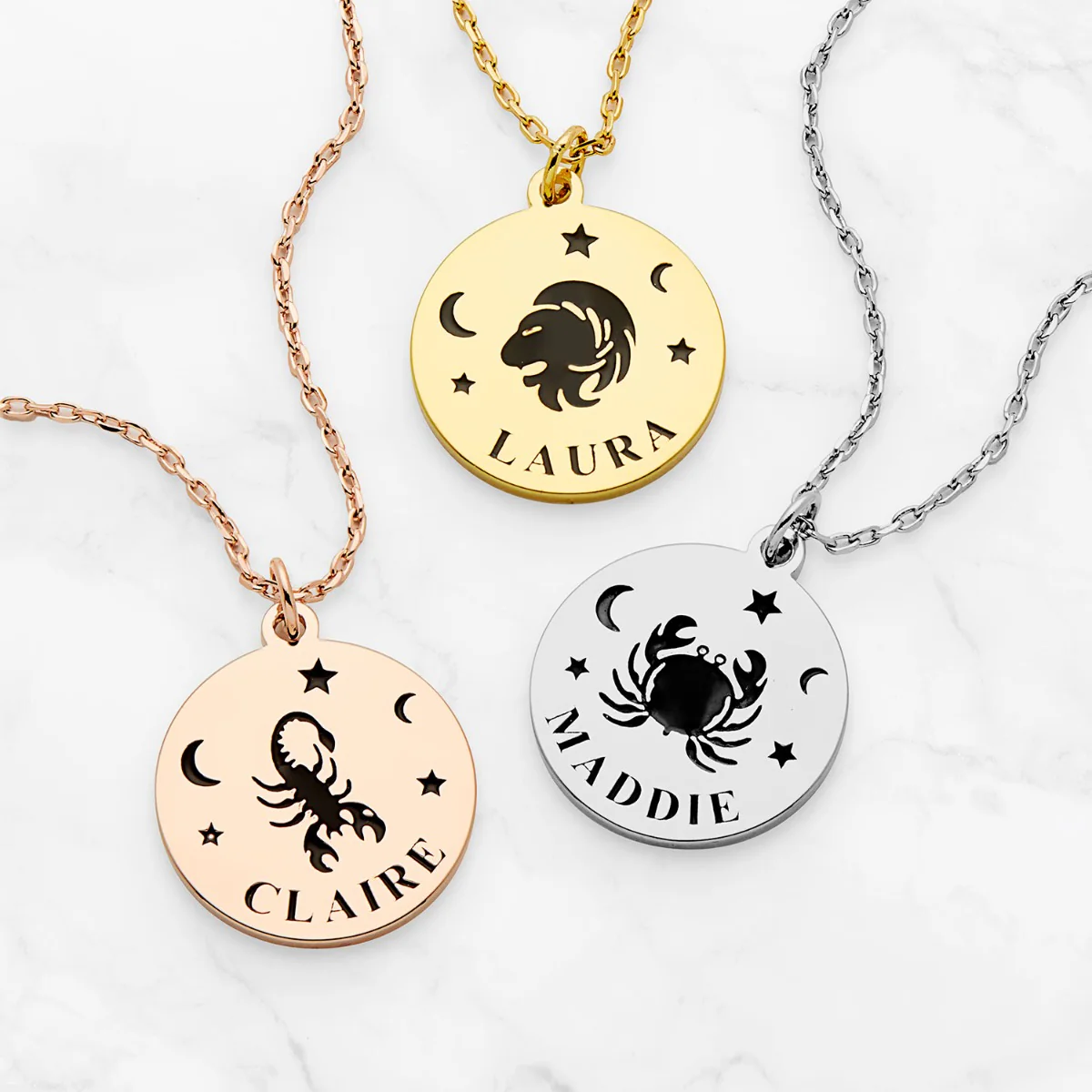 Zodiac Animal and Name Disc Necklace