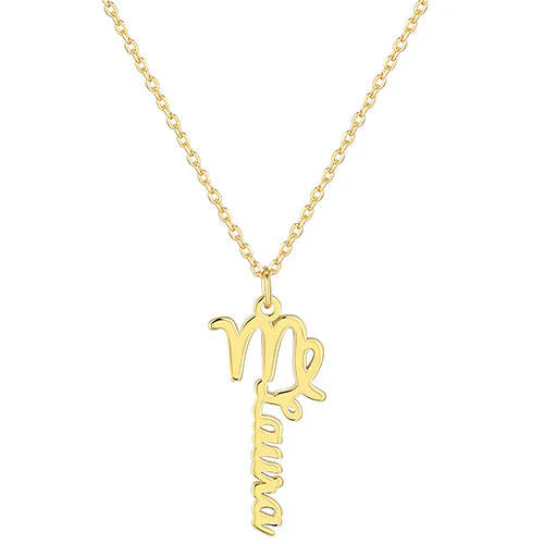 Zodiac Sign Vertical Name Necklace - Image 3