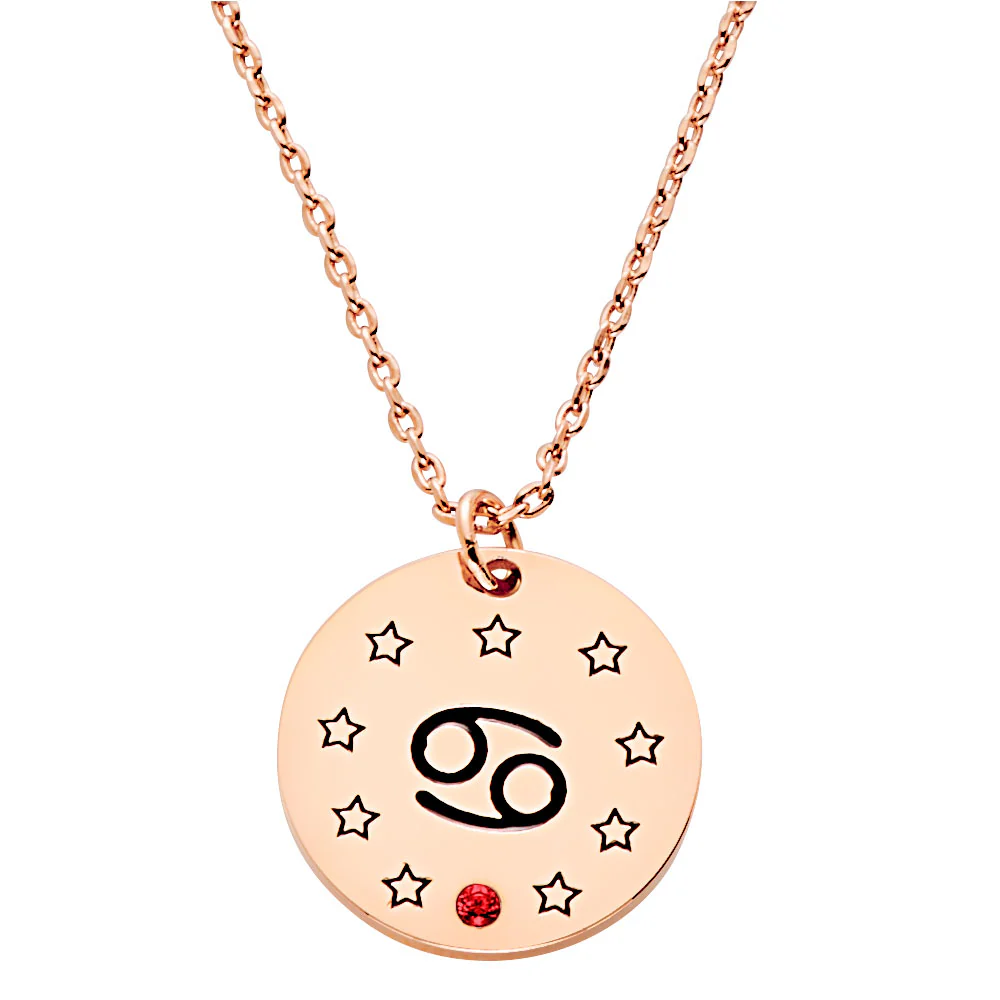 Zodiac Symbol and Birthstone Disc Necklace - Image 6