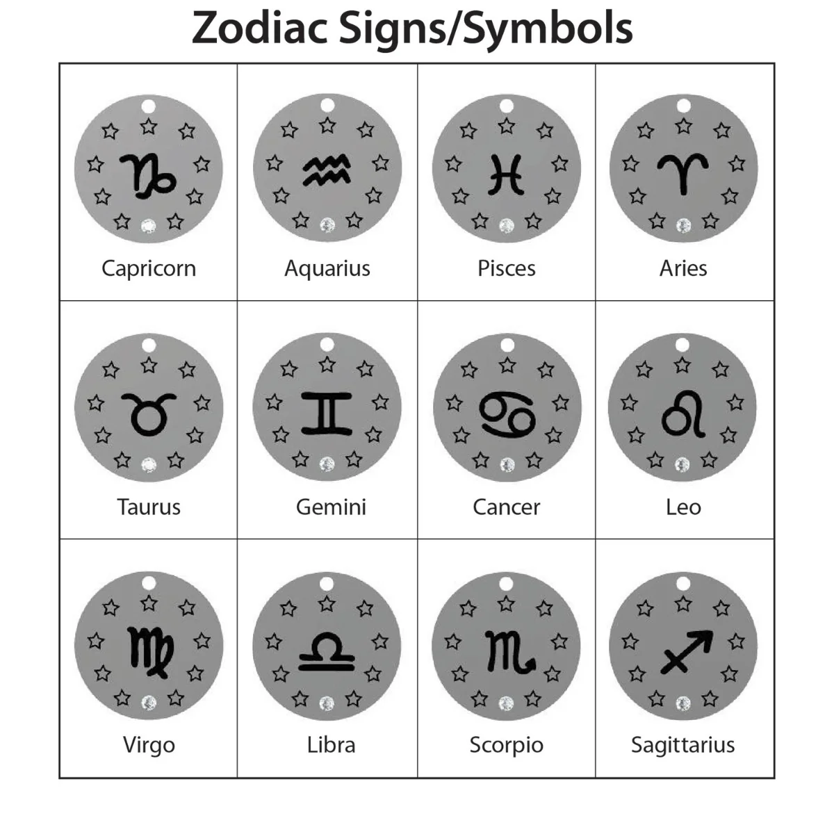 Zodiac Symbol and Birthstone Disc Necklace - Image 9