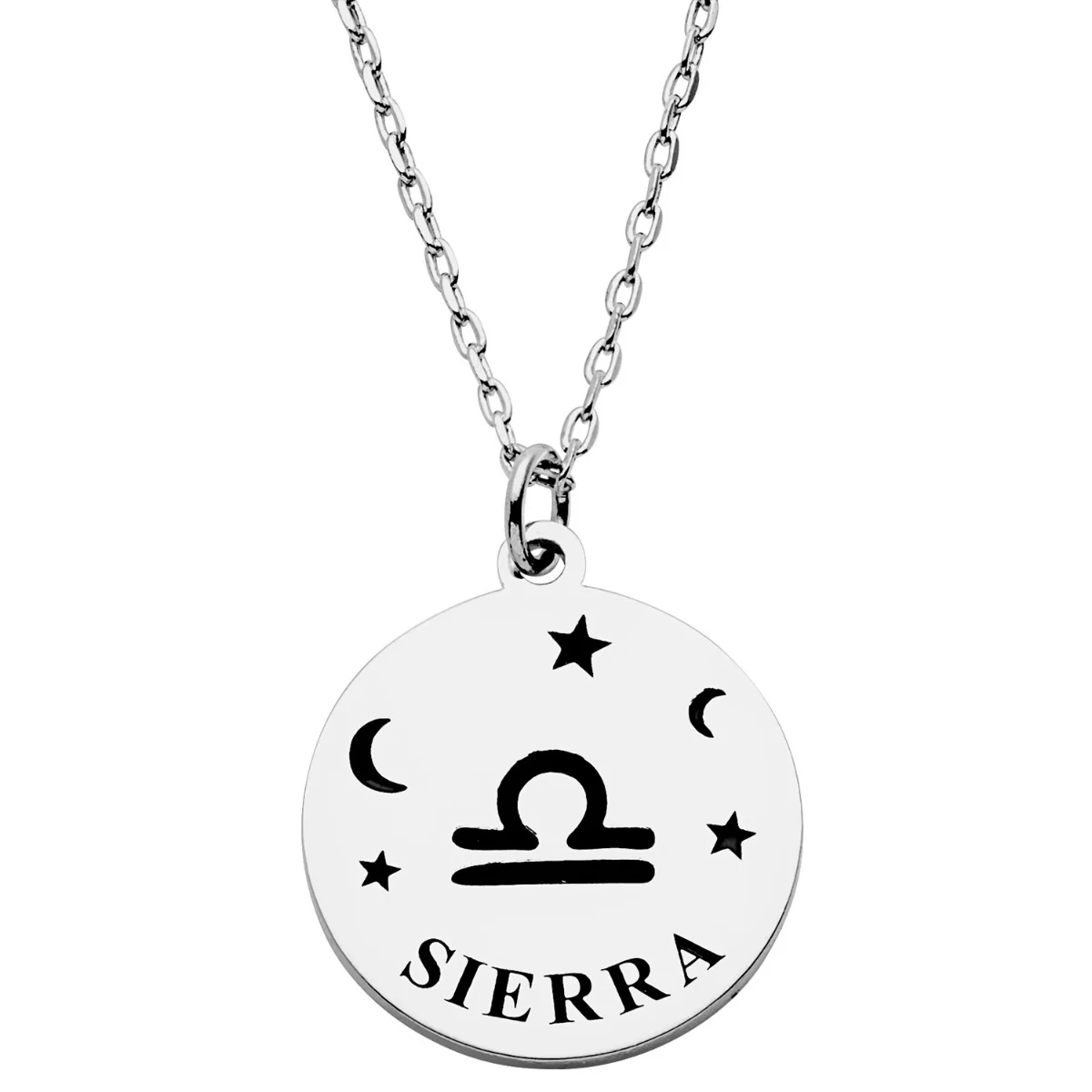 Zodiac Symbol and Name Disc Necklace - Image 2