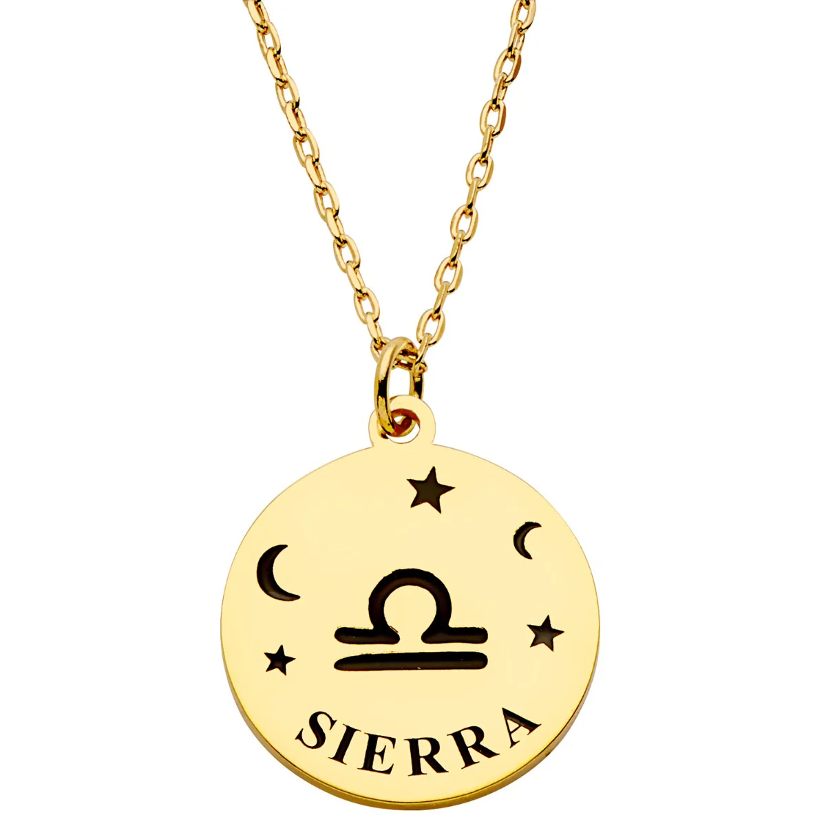 Zodiac Symbol and Name Disc Necklace - Image 4