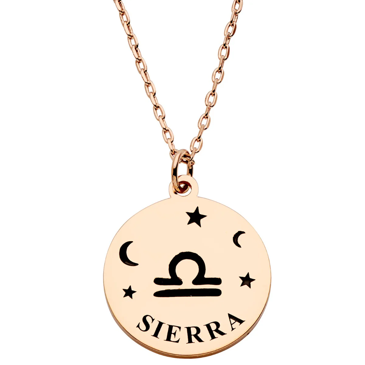 Zodiac Symbol and Name Disc Necklace - Image 6